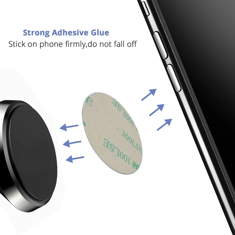 Magnetic Car Phone Holder with Universal Metal Mounting Plates