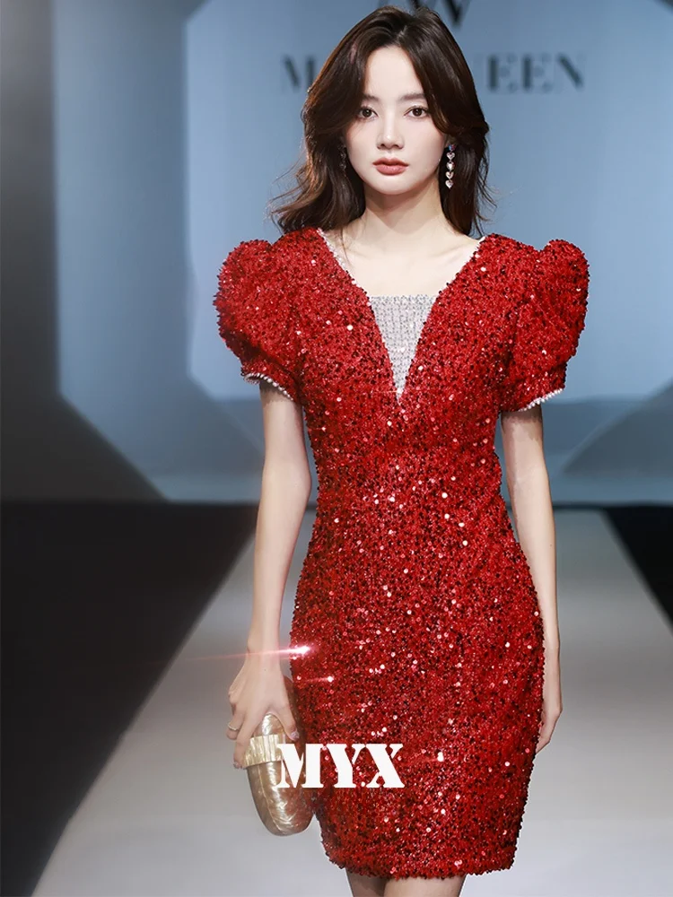 

Red ort Wedding Dr Evening Gown for Women Engagement Par Dres Luxury Sensation Korean Sle mid Waist ort Skirt