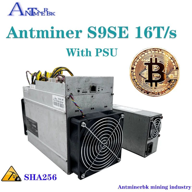 

Used ASIC Bitcoin AntMiner S9SE 16TH/S With PSU BCH BTC Miner Better Than A1 S514t S9 14.5t S9k S15 T15 WhatsMiner M3 T1