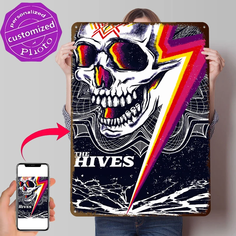 Hives Skull Lightning Bolt Vintage Metal Wall Art