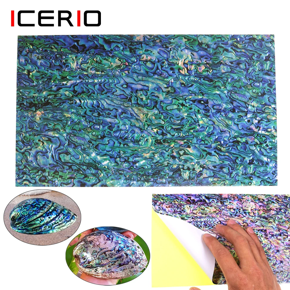 ICERIO Print Flexible Abalone shell sheet  Adhesive Paua Veneer Sheet Abalone Shell Laminate Lure/Jig/Fishing Rod Decorating