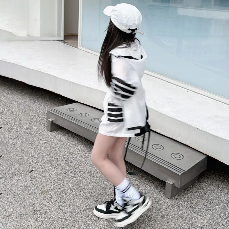 Hot Summer Girls Track Jacket Shorts Sets Outdoor Sun-Blocking Hooded Shirt Children Clothing Sets Kids Girls Windbreaker Outfit 6