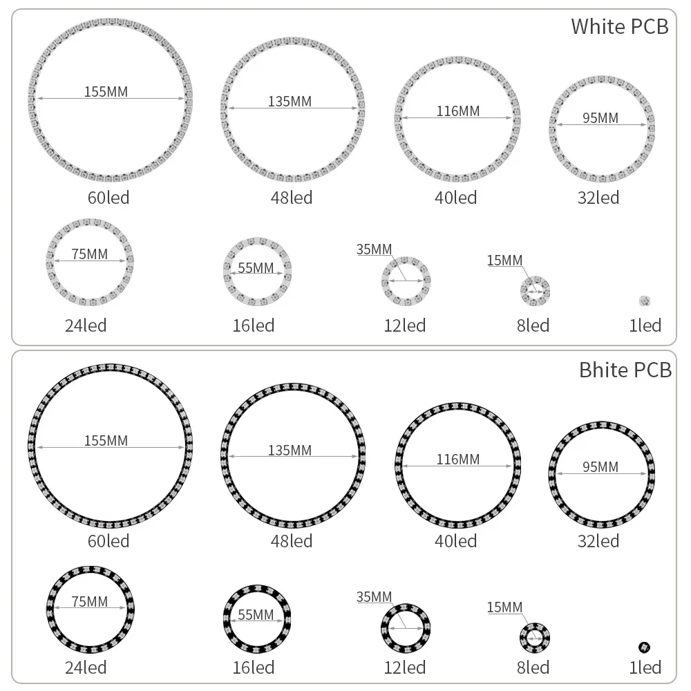 DC5V WS2812 Programmable LED ring WS2812B Round Module 5050 Built-in IC led Circle 1/241leds RGBIC Full Color Round Led Ring