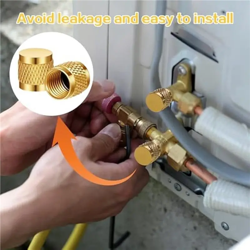 AFOURT-360Pcs 1/4 Flare Cap Round Brass Fittings Caps W/O Ring Cap HVAC Valve Caps For Home Industrial Manufacturing Component