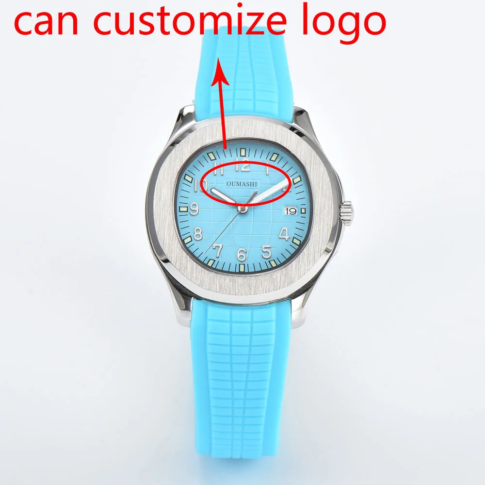 사파이어 크리스탈 케이스가 있는 남성용 44mm 럭셔리 NH35 스포츠 시계 일본 정품 NH35 자동 기계식 무브먼트 로고 맞춤 제작 가능