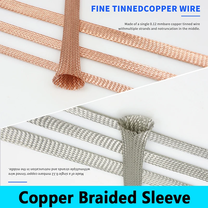 1-20m Cable Sleeve Pure Copper/Tinned Copper Width 2 4 6 8 10 12 14 16 18 20 25 28mm Shielded Signal Metal Sheath