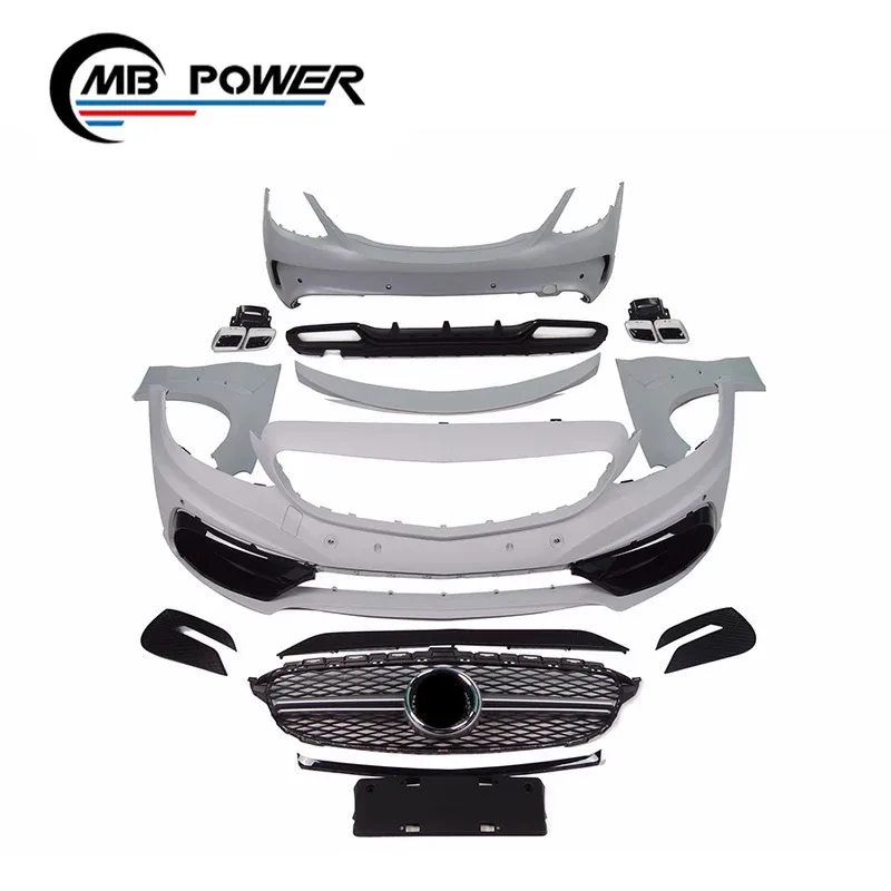 

C Class W205 Sedan to so Style Body Kit with Front Bumper Rear Deffuser Grille Exhaust Tips 2014 Year~PP Material Car Kits