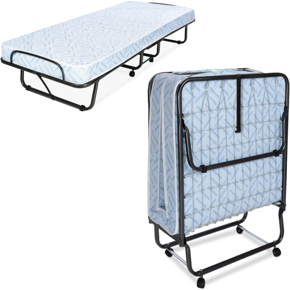 

Lightweight Folding Cot with Mattress 31"x75" Foam Mattress Portable Foldable Guest Beds for Adults Cot Size Rollaway Day Bed