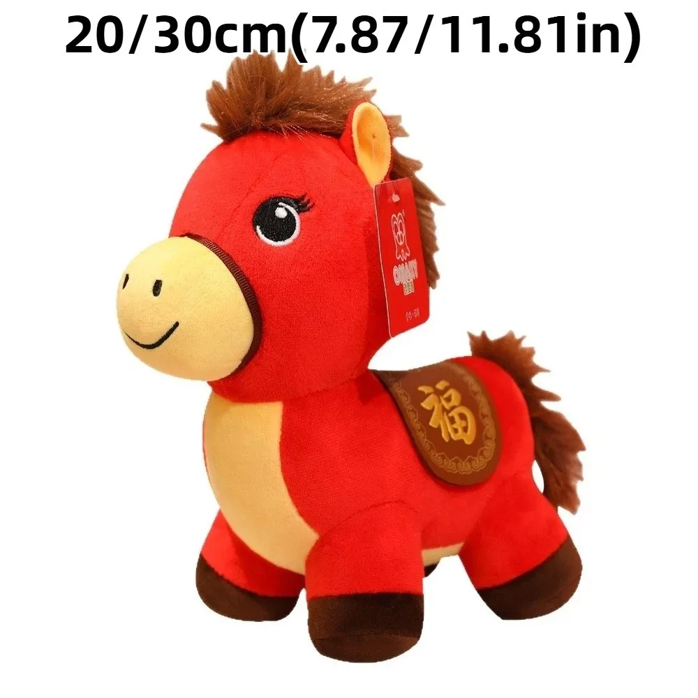Peluche mascotte 2026 cavallo buona fortuna carino cavallo farcito Kawaii creativo zodiaco pony figurine anno di cavallo