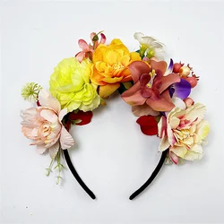 New Bohemia Simulation Rose Headband For Women Romantic Red Bezel Hair Hoop Hair Bands Girls Wedding Hairband Hair Accessories