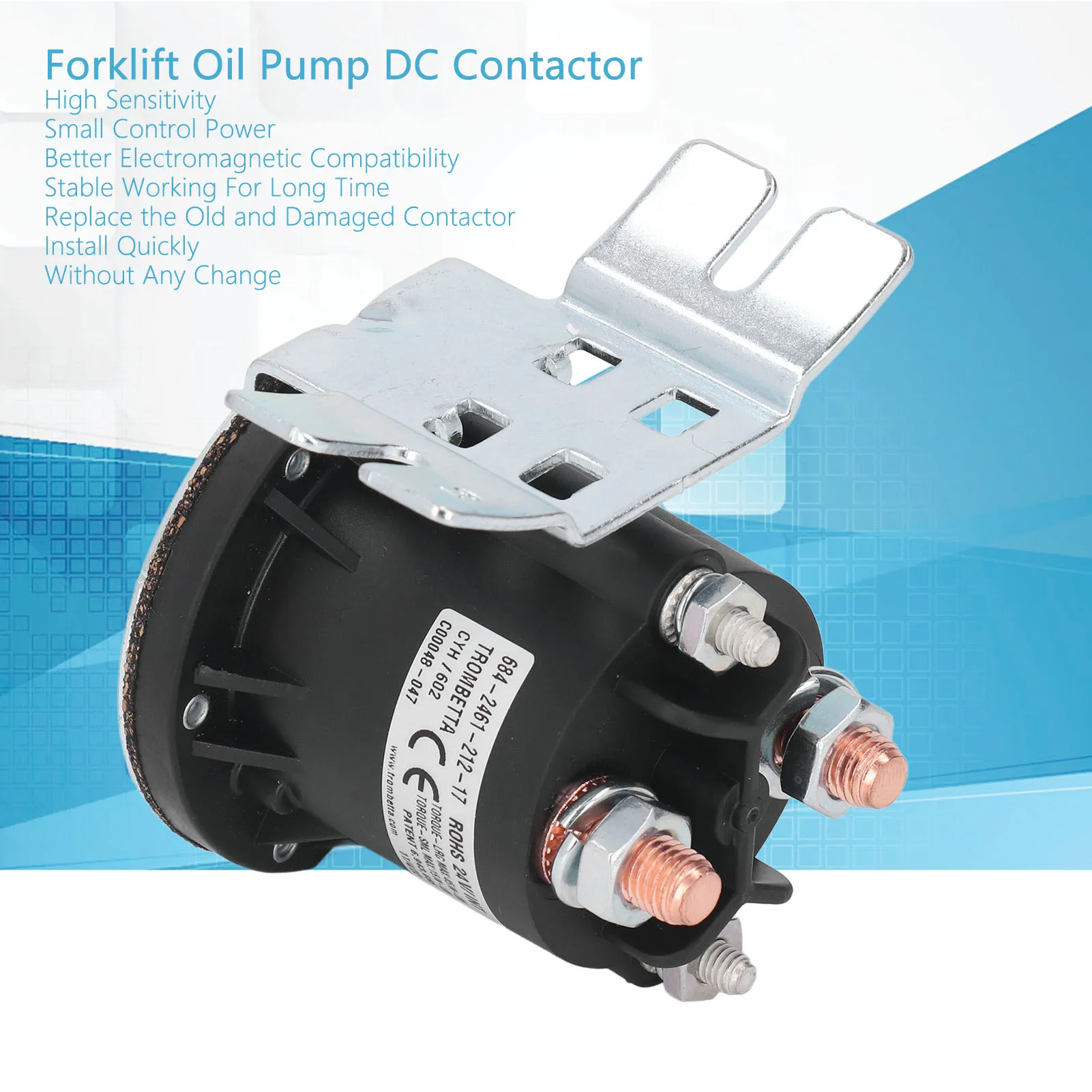 Forklift DC Contactor Oil Pump DC Contactor High Sensitive Stable 684 2461 212 17 Replacemant for TROMBETTA Forklift DC24V 150A