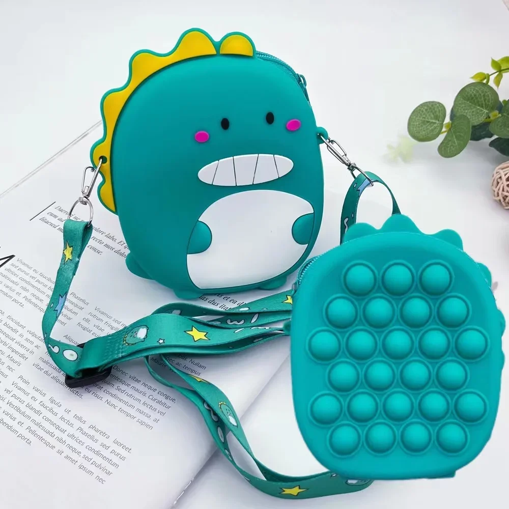 Original Cartoon Dinosaur Crossbody Bag Children Silica Gel Coin Purse Portable Storage Messenger Bag Girls Gift Christmas gift