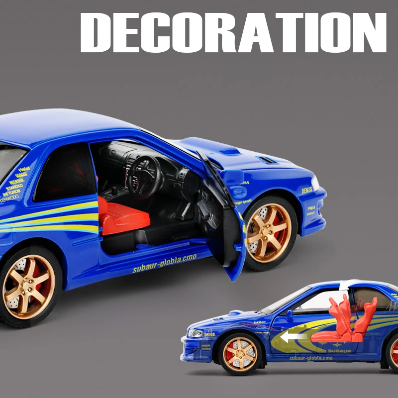 JDM 1/32 سوبارو امبريزا WRX STI Supercar Diecast نموذج سبيكة معدنية سيارة في الهواء الطلق زخرفة الديكور مستقل لتقوم بها بنفسك هدية مع الصبي #5