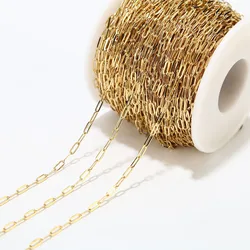 2M Stainless Steel Gold Long Oval Link Chain 2.5mm width Gold Cable Chains for DIY Necklace Bracelet Anklet Making 2 types
