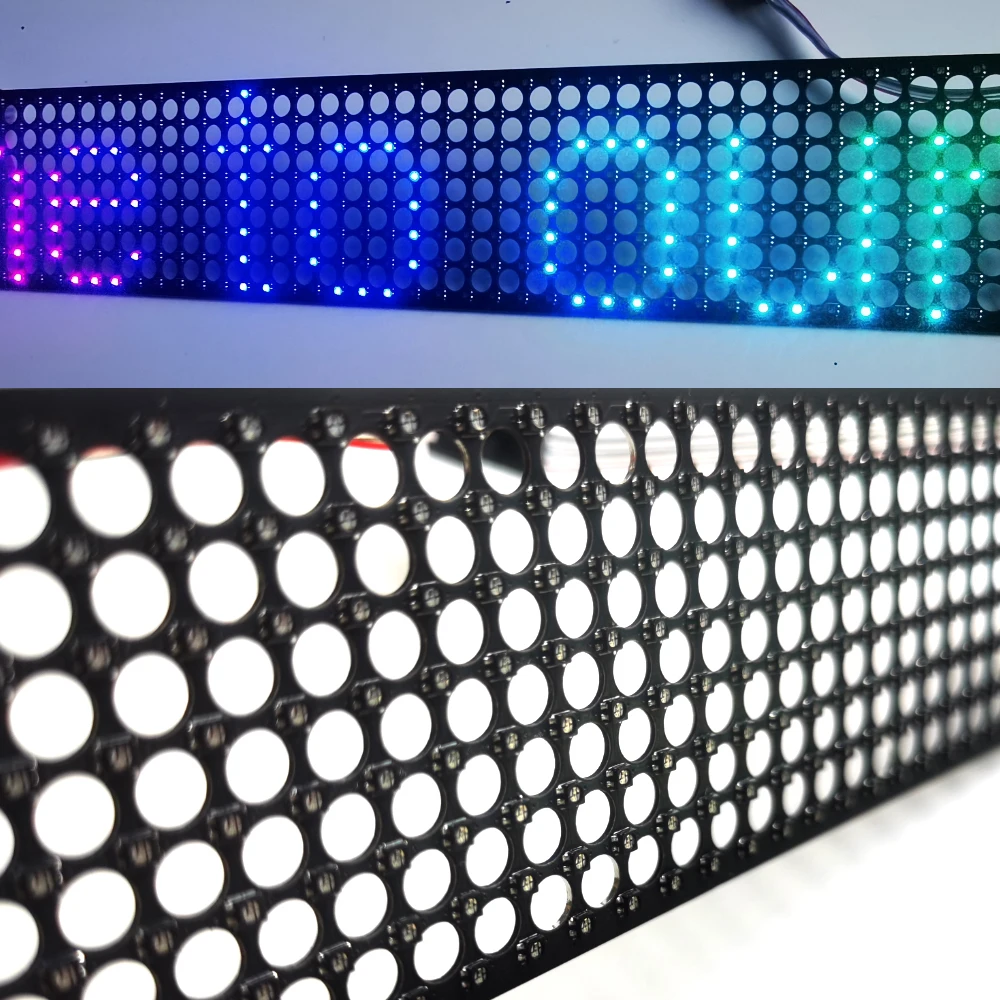 WS2812B adresowalny cyfrowy przezroczysty panel świetlny P6.25 skok RGB czarny 2020 LED 8x32 8x48 pikseli moduł matryca DC5V