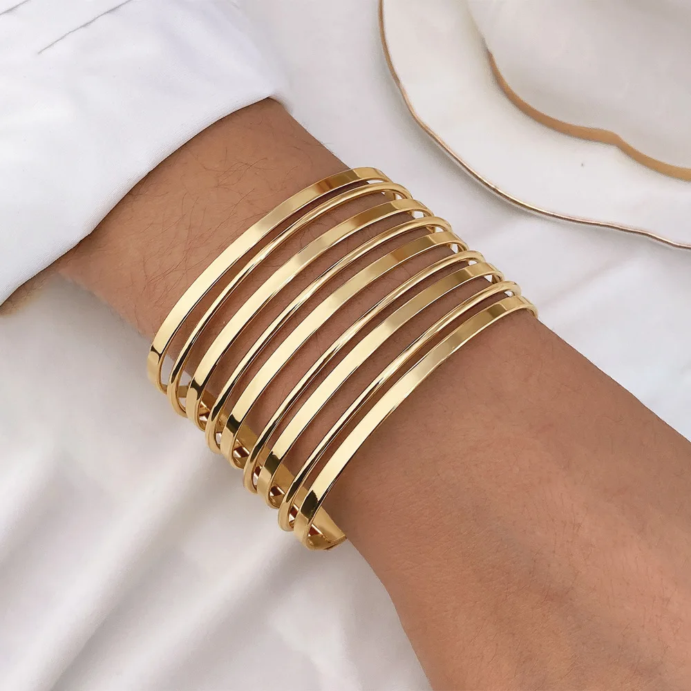 DIEZI Hip Hop Hollow Out Cuff Wide Bangles Vintage Fashion Gold Silver Color Bangle For Women Men Bracelets 2024 New Jewelry