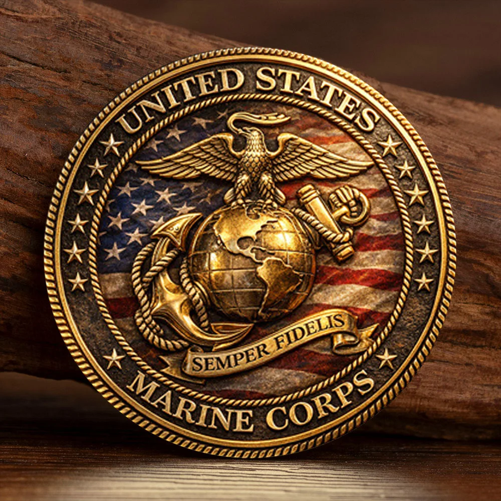 I Am A USMC Veteran Bronze Gold Plated Collection Coin United States Marine Corps Semper Fidelis Souvenir Coin