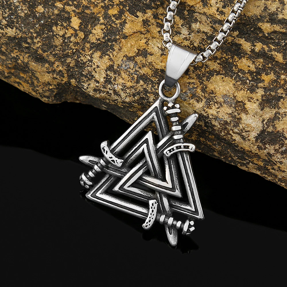 Viking Stainless Steel Valknut Necklace For Men Vintage Celtic Knot Pendant Fashion Nordic Amulet Jewelry Gifts Dropshipping