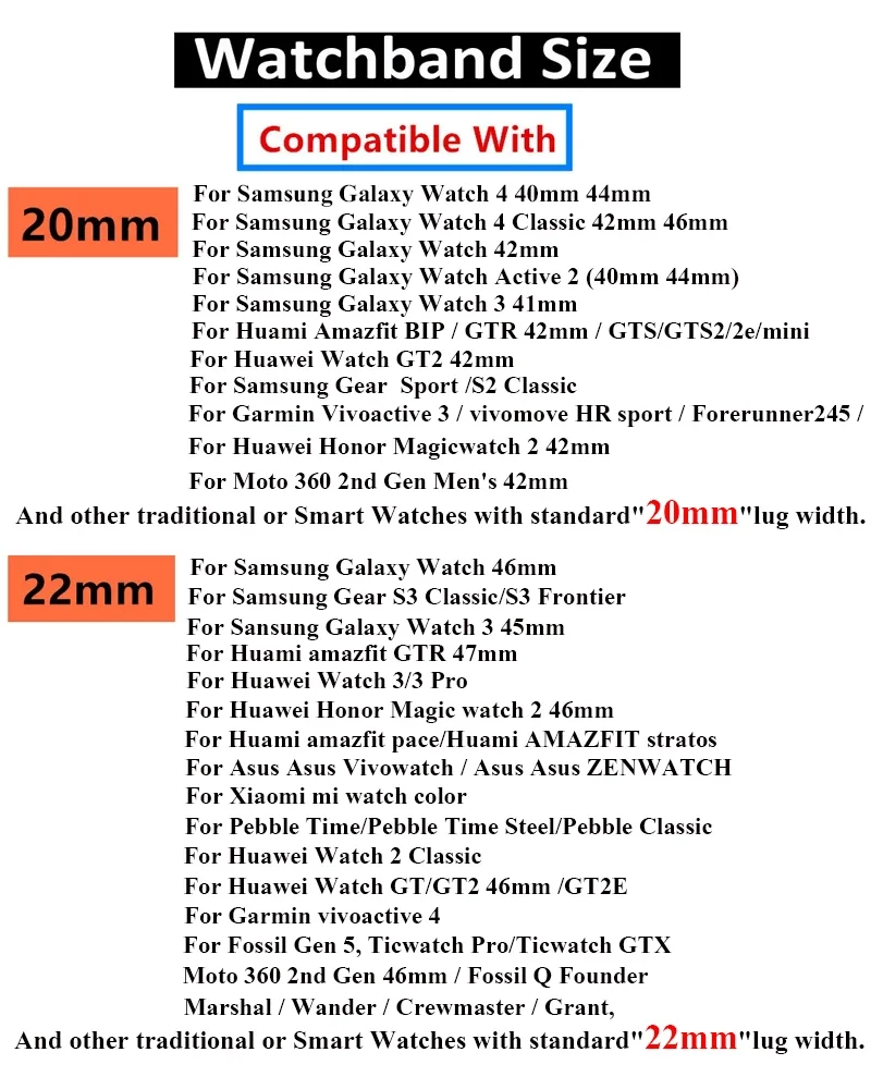 20Mm Đồng Hồ 22Mm Dây Đeo Dành Cho Samsung Galaxy Samsung Galaxy Đồng Hồ 4/3/Hoạt Động 2/Đồng Hồ Huawei Watch 42mm Vòng Tay Dây Đeo Tay Cho Amazfit Bip Correa