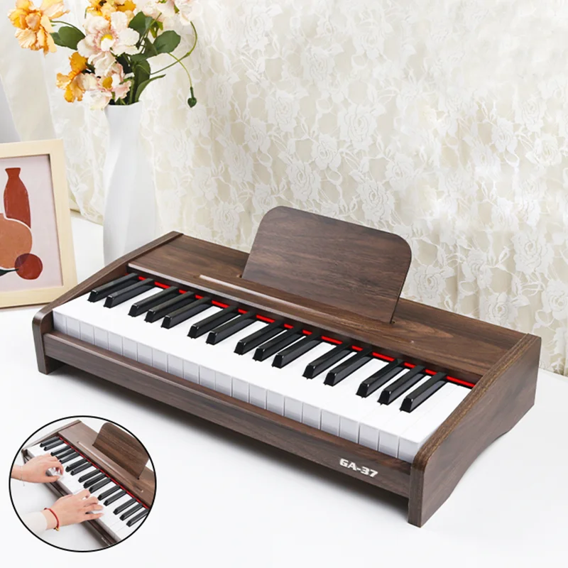 37 Keys Digital Piano for Kids and Adults 2.2CM Piano Key with Mic and Earphones Jacks Music Educational Instrument Wood Piano