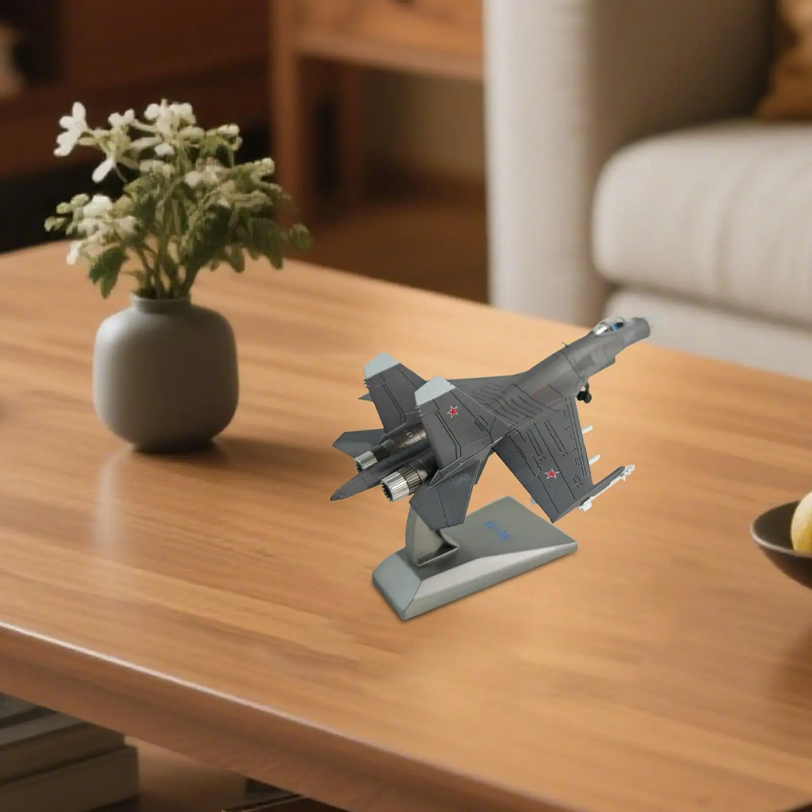 

1/100 SU 35, реплика истребителя, литой под давлением самолет, орнамент, сувенир, мужской подарок, настольный декор с подставкой для домашней полки, гостиной