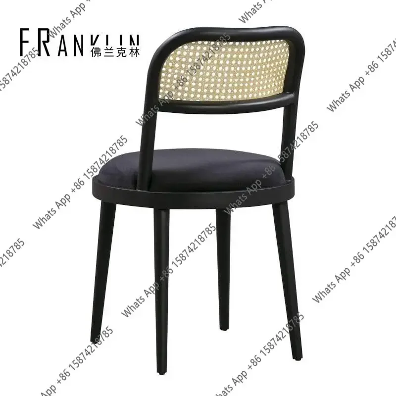 W Solid Wood Dining Chair Chinese Rattan Milk Tea Shop Dessert Cafe Table And Chair Combination Catering Hotel Special