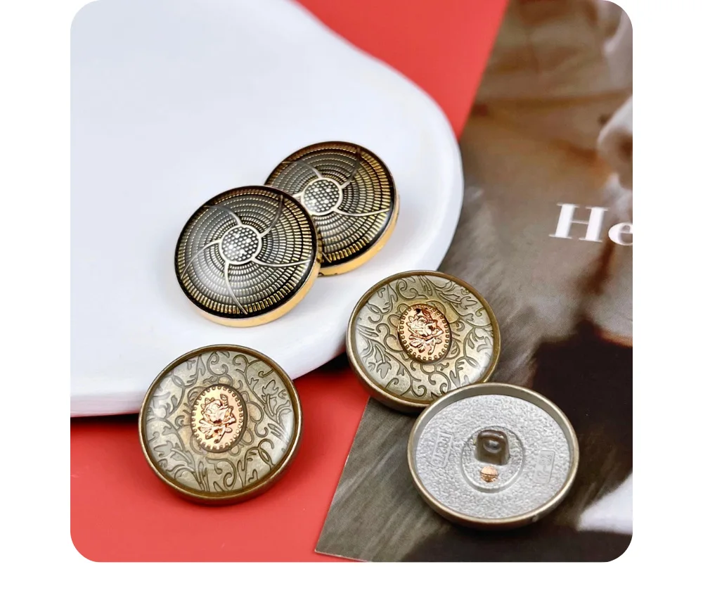 10 Stück Metallknöpfe, Nähzubehör, Zubehör für Kleidung, dekorative Knöpfe, DIY-Handwerk, runde Knöpfe für Kleidung, 25 mm – Detail 6