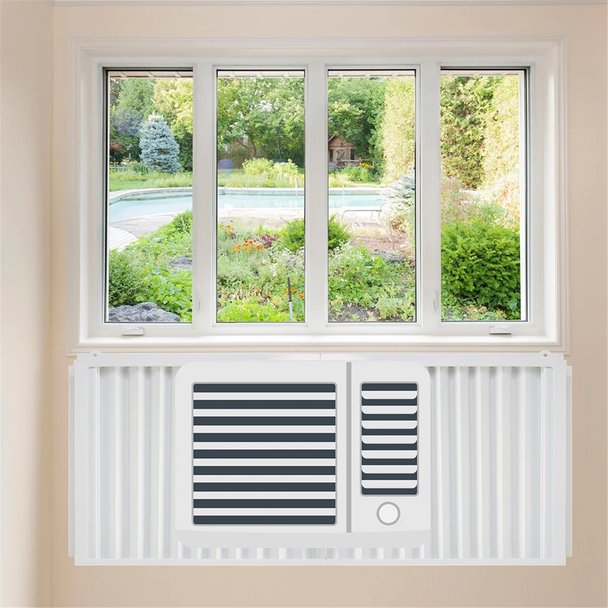 AA98 2 Set Window Air Conditioner Side Panels with Frame Adjustable Window Ac Insulation for Most 5000-20000 Btu Window Ac view 6
