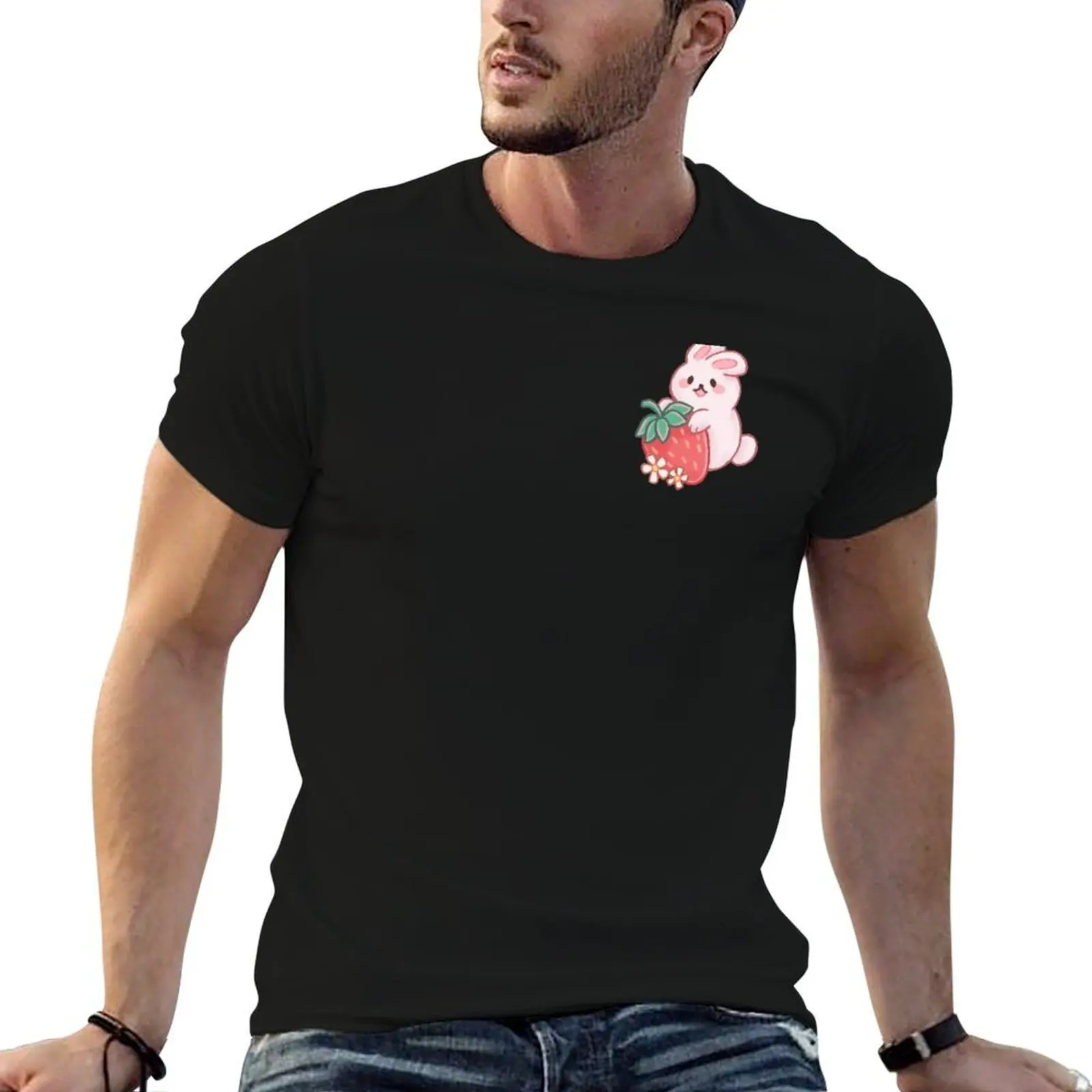 Strawberry Bunny T-Shirt t shirt man designer t shirts for man pack cotton man t shirt cotton high quality T-shirt