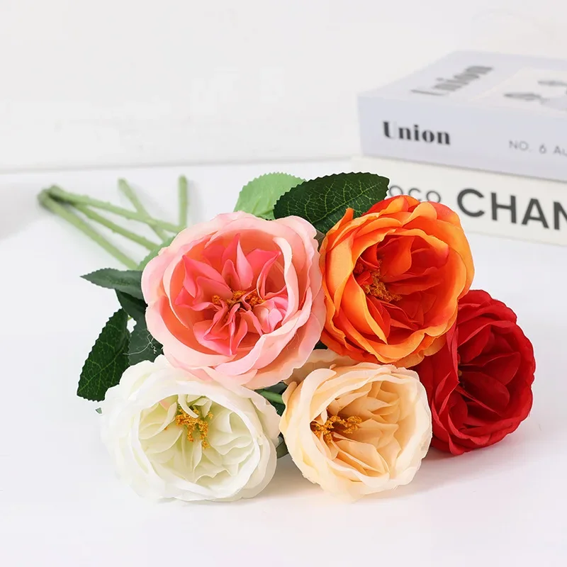 5PCS Artificial Austin Rose Wedding Home Decoration Roadguide Silk Flower Table Placement Decoration