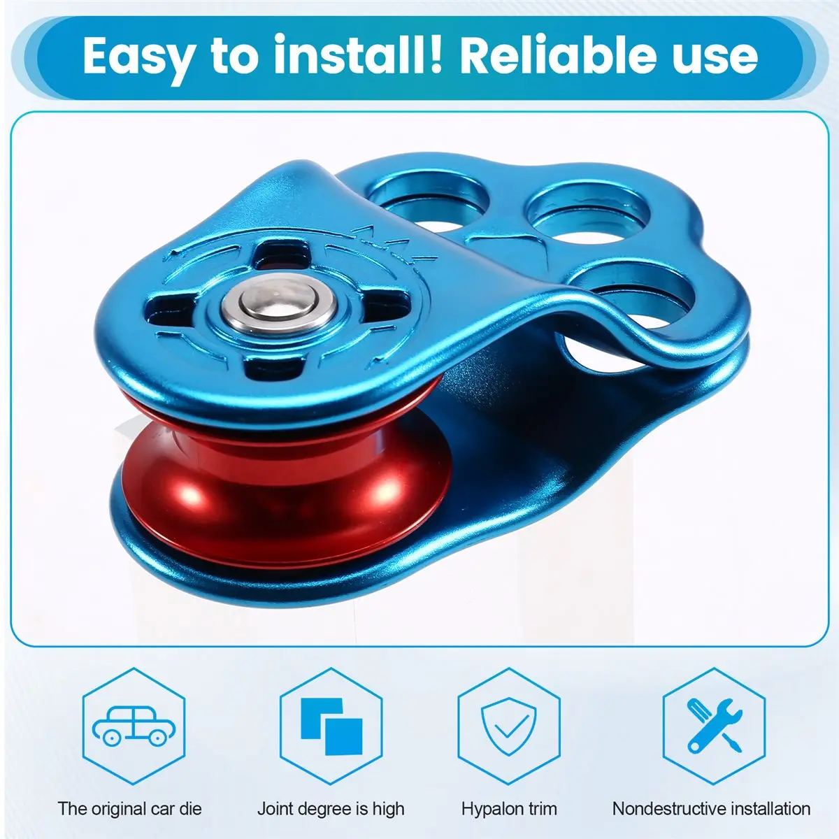 didyou Climbing Pulley, 30KN Three Holes Ball Bearing Single Pulley, Rock Climbing Pulley for 14mm Rope Hauling Rock Climbing view 3