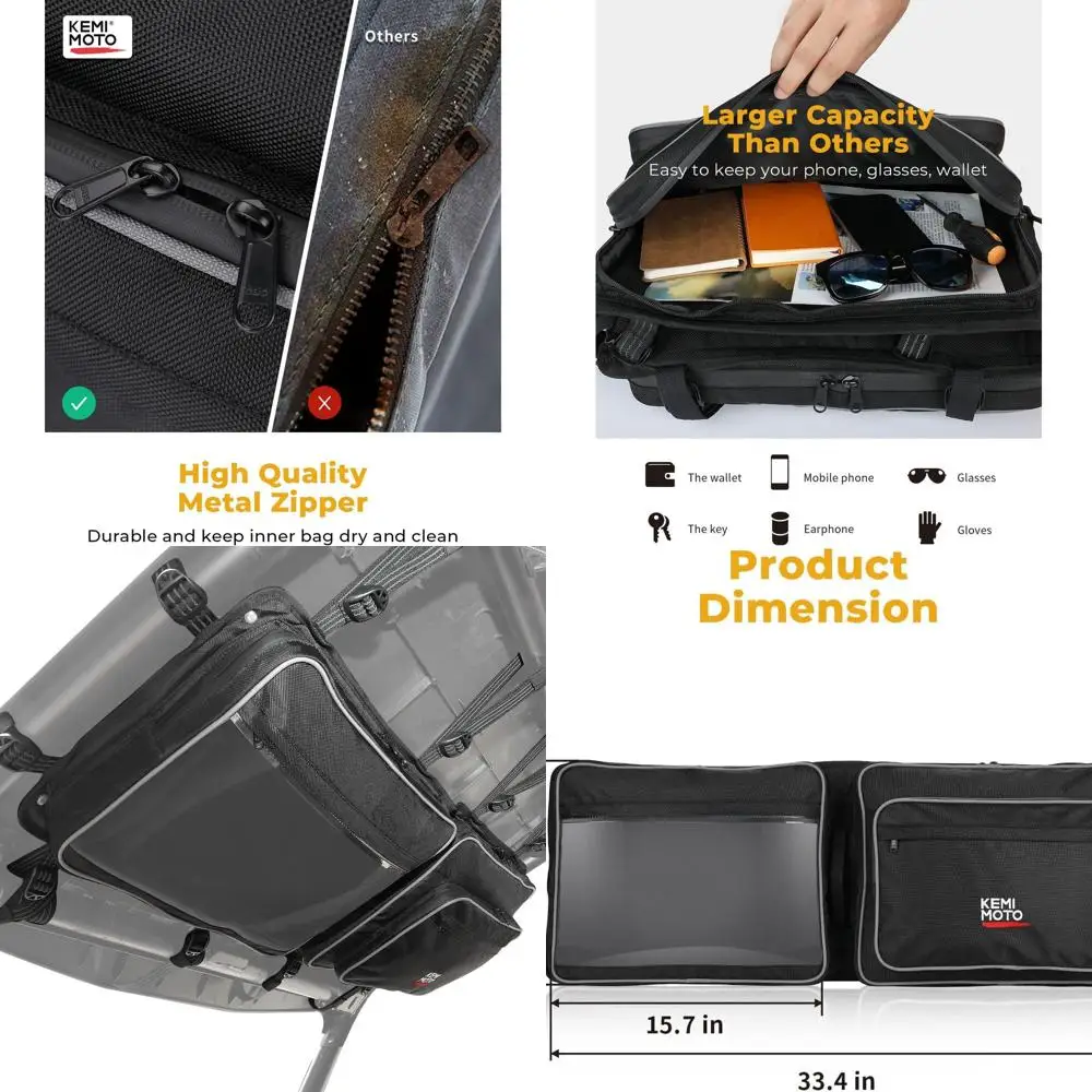 

PRO XP Overhead Roof Bag, Large-Capiticy 1680D Water-resistant Overhead Roof Storage Bag Compatible with Polaris RZR PRO XP/RZR