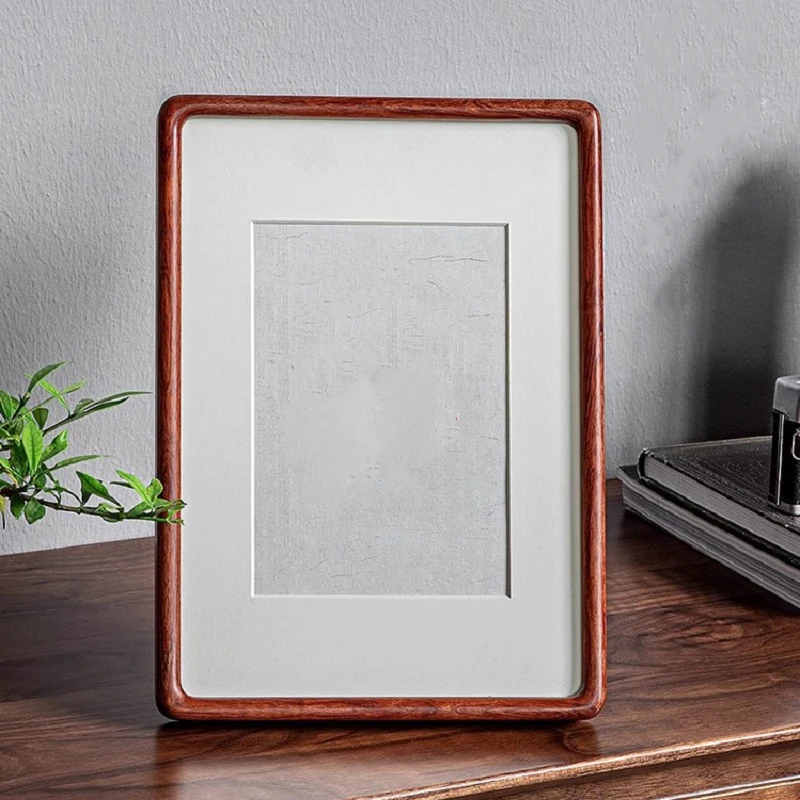 High-End Sapele Solid Wood Picture Frame Walnut Luxury Tabletop Photo Frame for Home Décor Classic Display Frame