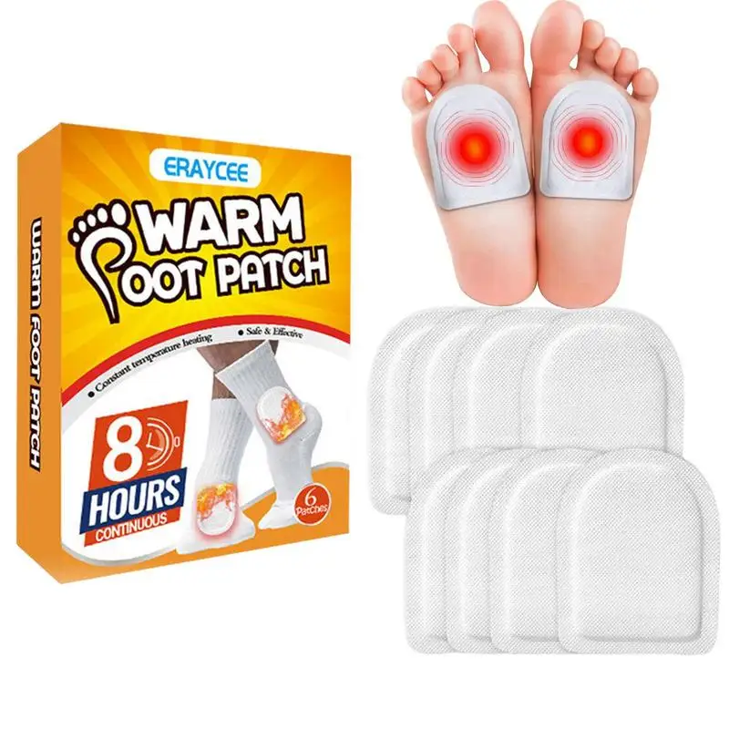 6pcs Foot Warmer Patch Safe And Adhesive Foot Care Heating Pads Patches Detoxification Foot Sticker Universal Winter Body Warmer