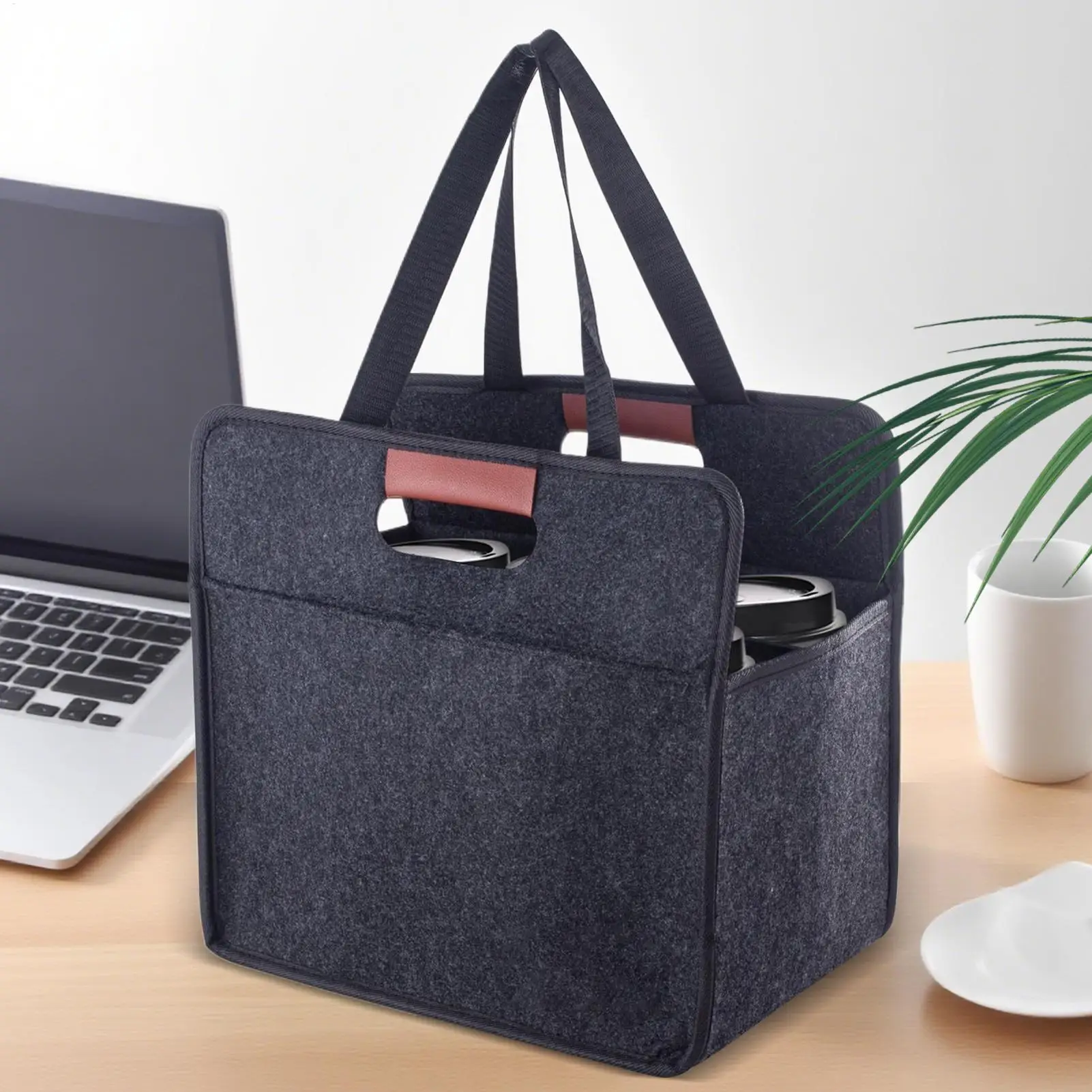 Reusable Drink Cup Carrier, Foldable Tote Bag With Handles for Daily Commute Car Picnic Cruise Party Grocery Outdoor Travel