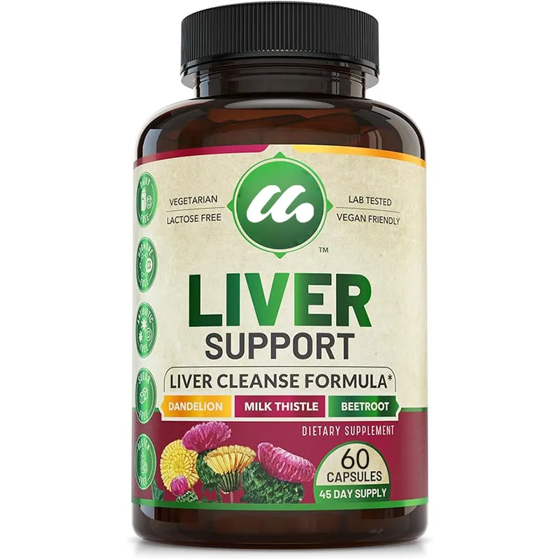 

Liver cleansing, detoxification,and repair containing dandelion root,silymarin,milk thistle,turmeric,and Korean thistle extracts