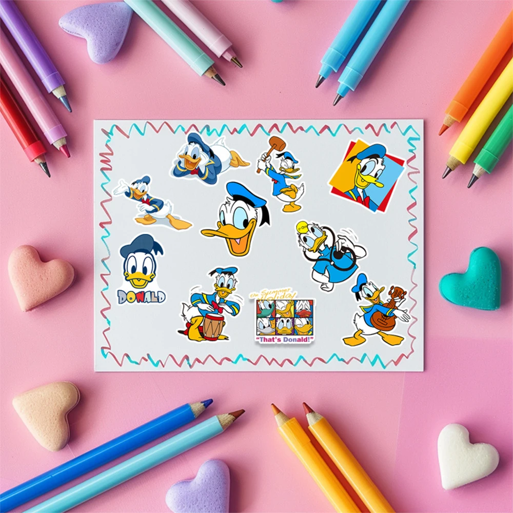 10/30/50pcs Disney Cute Donald Duck Cartoon Stickers for Kids DIY Phone Scrapbook Diary Stationery Waterproof Cute Sticker Toy