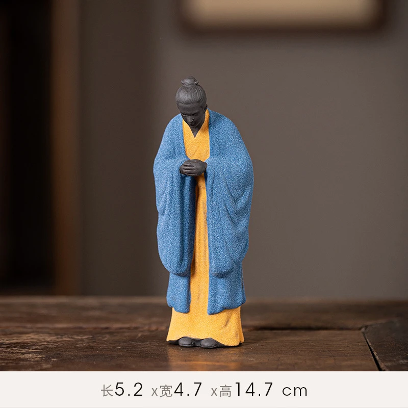 Chinese-style Little Taoist Ornament Zen-inspired Purple Clay Figurine Craft New Chinese Style Tea Room Display Shelf Desktop De