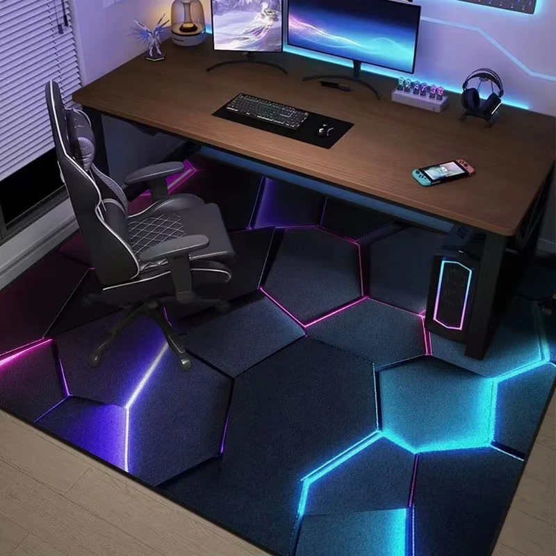 VIKAMA Trendy Study Room Gaming Room Rug Soundproof Computer Desk Mat Living Room Bedroom Swivel Chair Cushion Home Decor