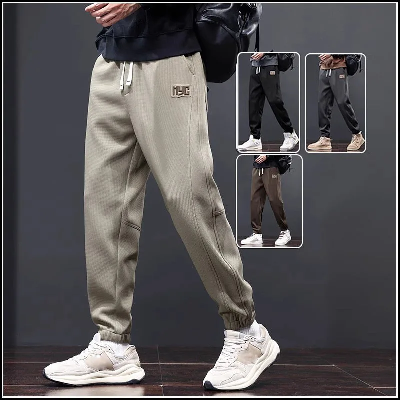 

Men's Loose WAFFLE Harem Pants for Sports, 2024 Spring New Casual Track Pants with Cuffs, Joggers Men