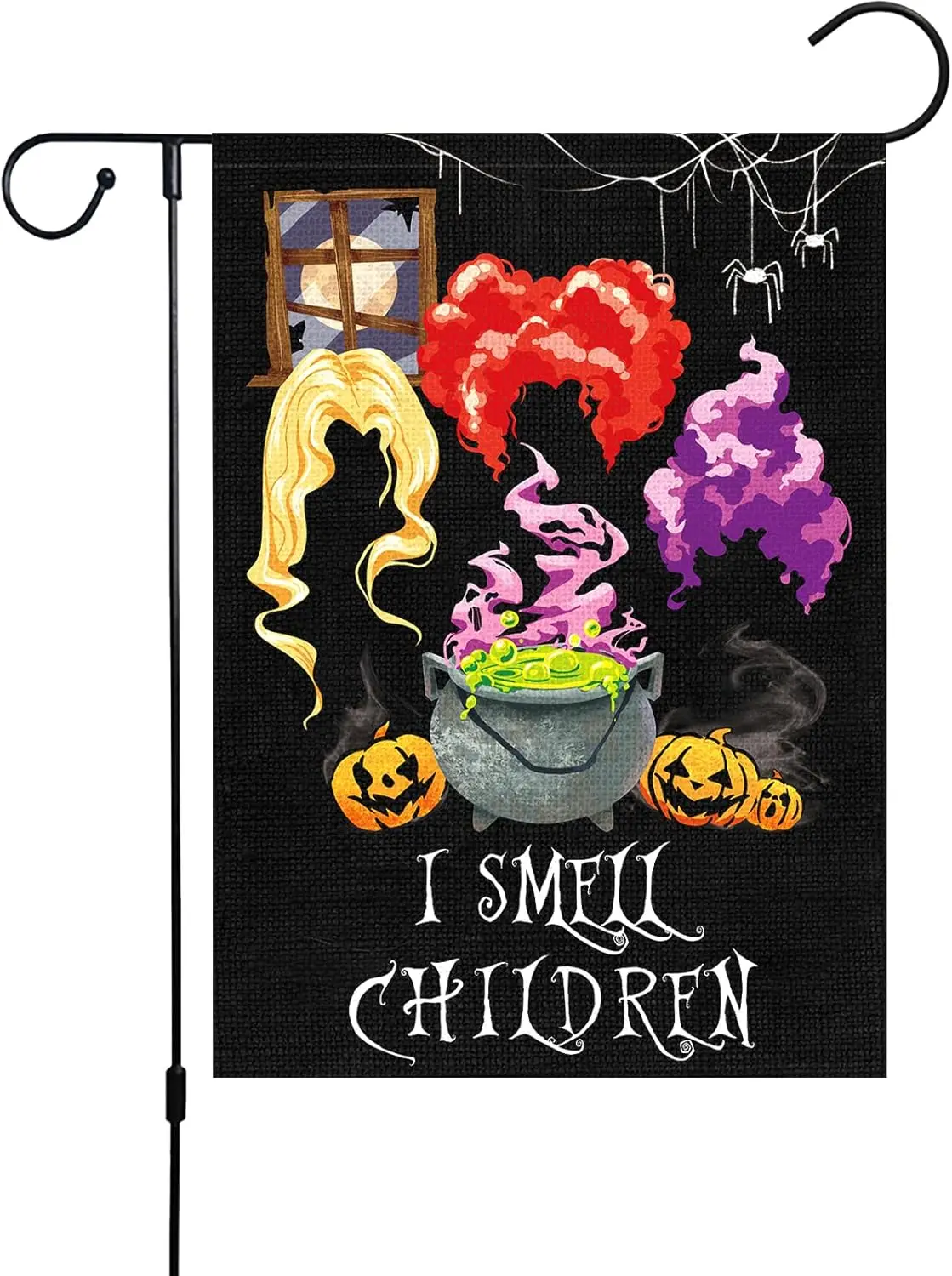 Halloween Garden Flag I Smell Children Sanderson Sisters Yard Flags 12x18 Inch Double Sided Burlap Pumpkin Welcome Garden Flag f