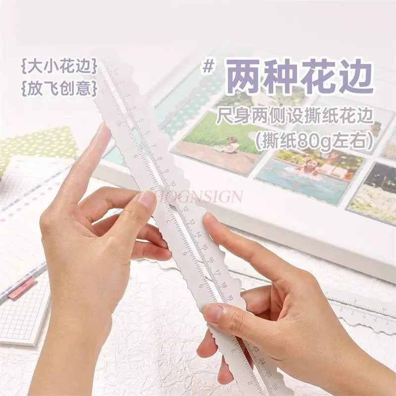 1pcs Lace paper tearing ruler, edge tearing ruler, paper tearing for old effect, rough edge ruler, safe and non cutting edge