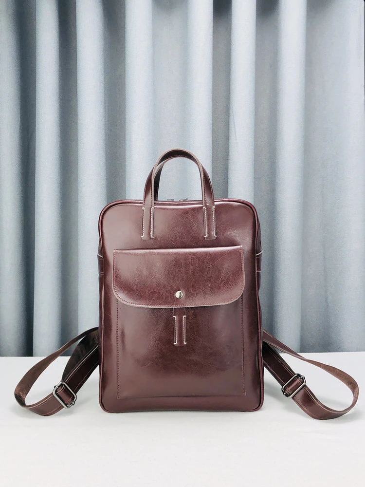 المرأة عالية الجودة جلد البقر على ظهره نمط Preppy المراهقات الفتيات المدرسية خمر محمول التعبئة حقيبة للجنسين حقيبة كتف