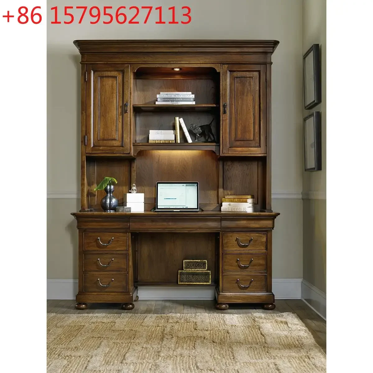 

Американский ретро-комплект из массива дерева: стол и стул для учебы, из дуба, с книжной полкой, письменный стол, компьютерный стол, возможность индивидуальной настройки.