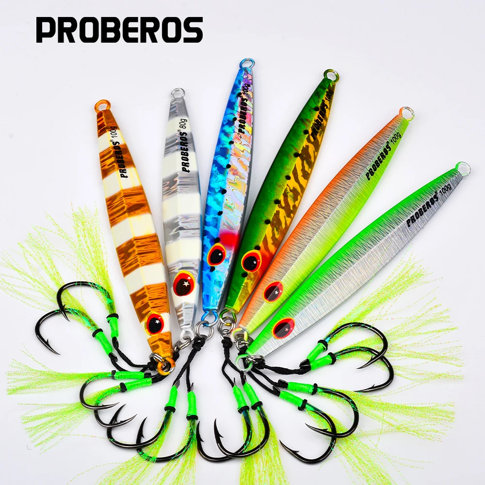 

Proberos 2026 NEW 1PC 3D Printed Fast Sinking Metal Jig Lure 60g 80g 120gSaltwater Shore Casting Fishing Lure Vertical Metal Jig