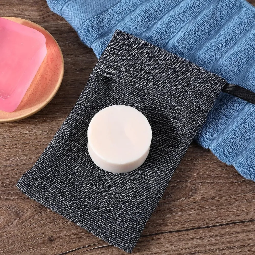 1/2/4pc Soap Pocket Exfoliating Soap Saver Pouch, Body Scrubber Rough Sponge Exfoliator for Bath or Shower, Gray Mesh Bar Soap