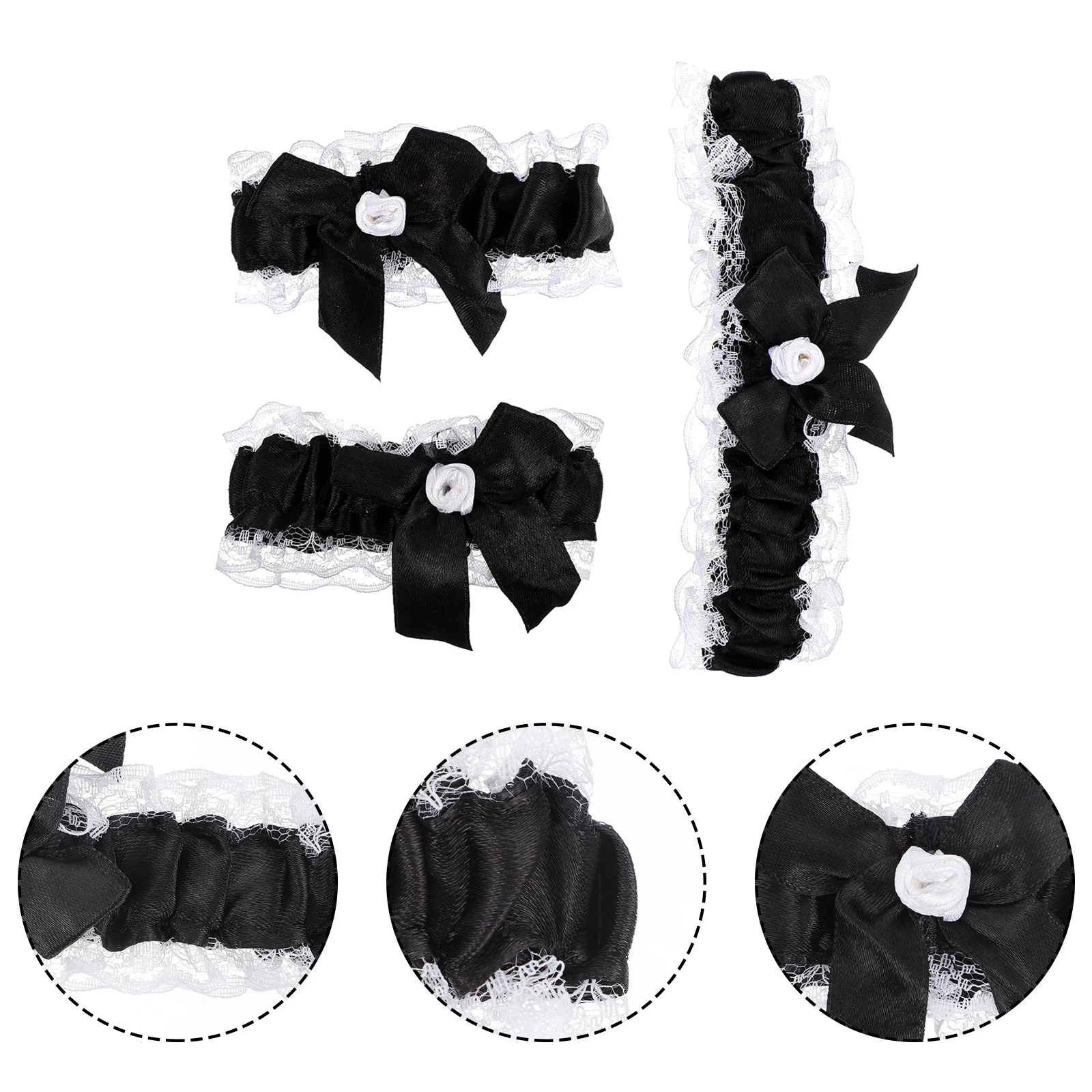 

1Set Lace Garter Collar Bracelet Wedding Party Cosplay Bow Ruffle Design Attractive Fashionable Party Leg Garter Collar