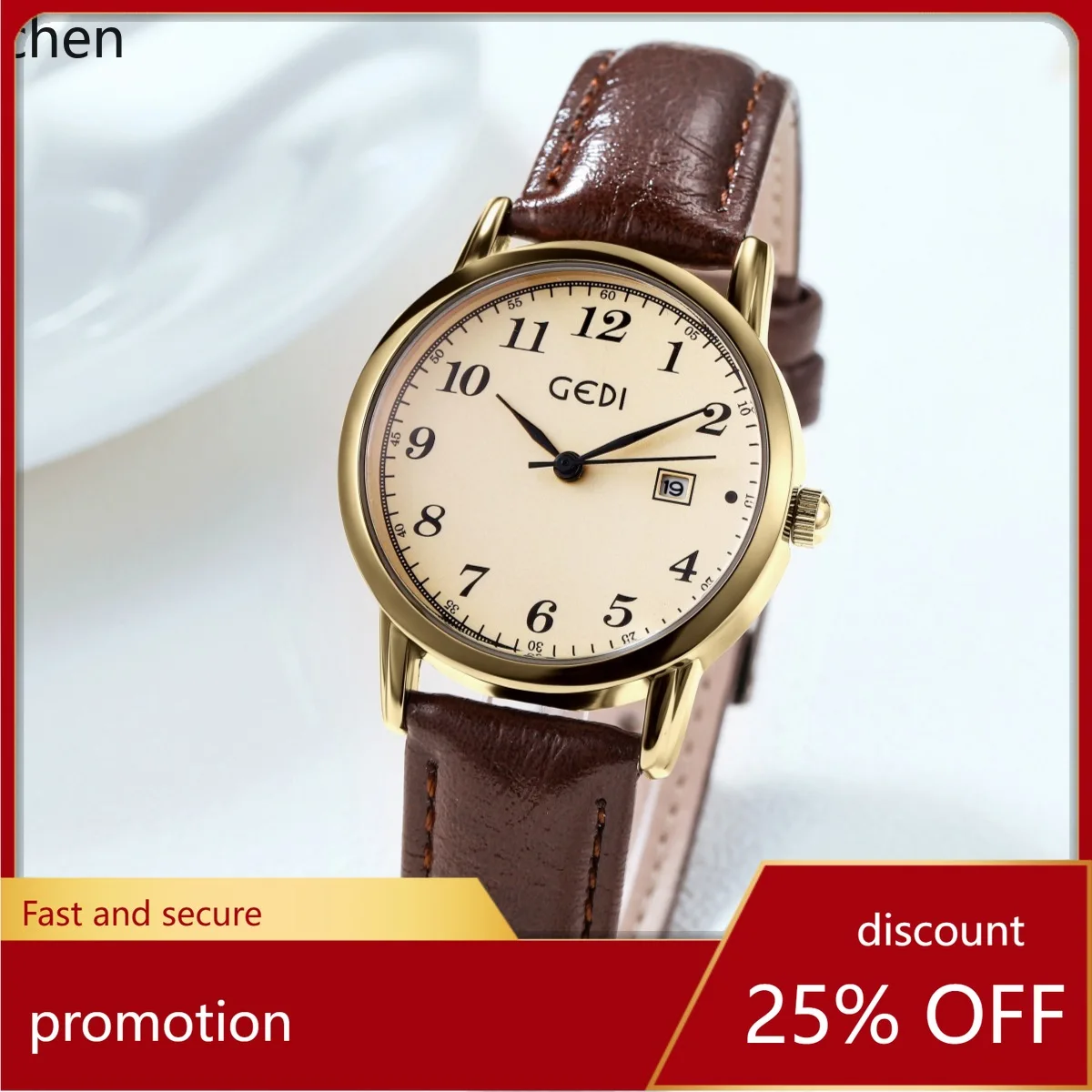 

Zml casual women's watch retro classy round belt watch quartz watch