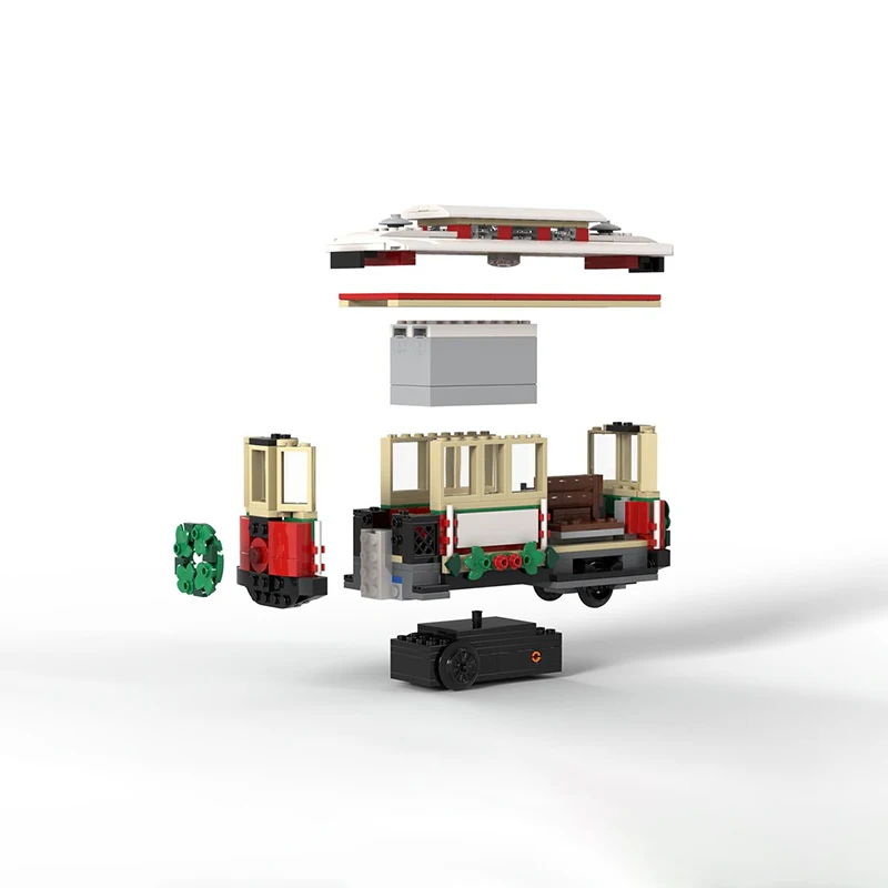 432pcs MOC Seasonal Christmas Tram Powered UP Modified Color Sensor Model Building Blocks Toy Architecture Christmas Gift 3D