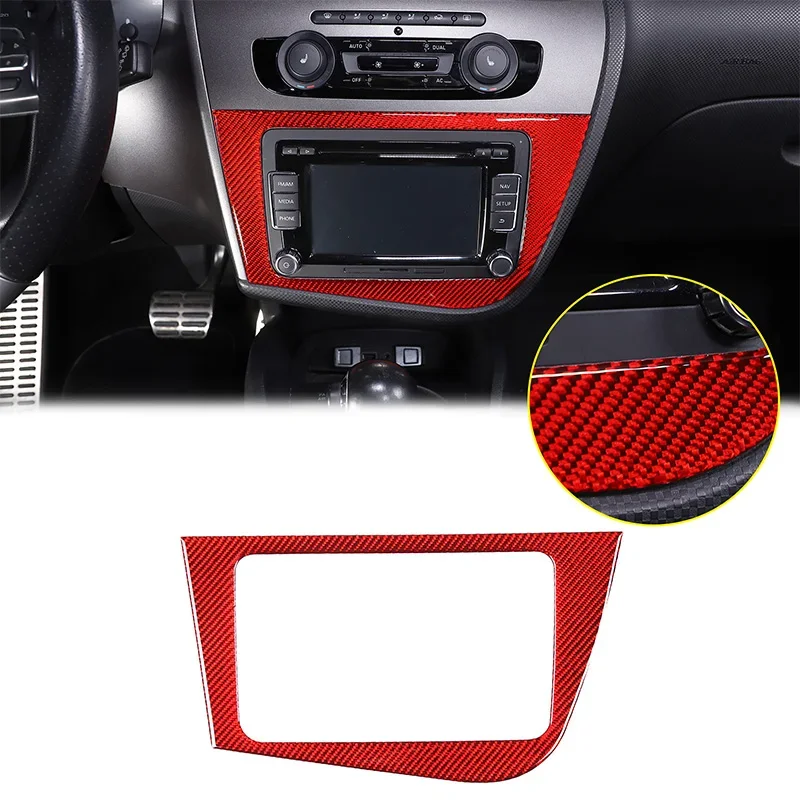 

soft carbon fiber car styling For Seat leon 2008-2012 car center control display frame cover sticker car interior accessories